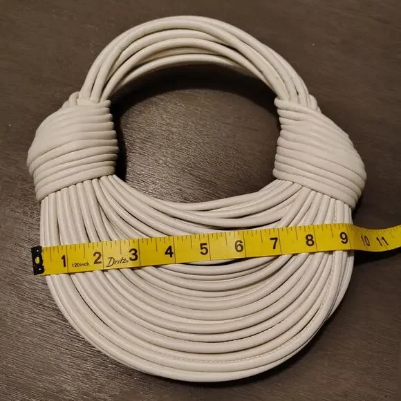 Tiffany & Fred Smooth Leather String Cord Knot Statement White Shoulder Bag - Picture 9 of 16